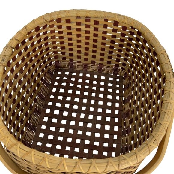 Wicker Vegetable Gathering Basket With Handle Red Brown Storage Organizer - Picture 6 of 7